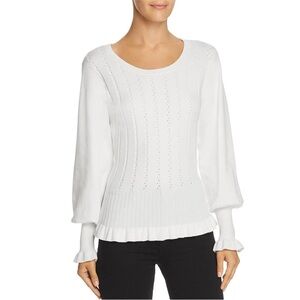 Parker Women's Sz‎ Small Henri Fine Knit Ribbed Ruffle Trim Sweater, Blouson